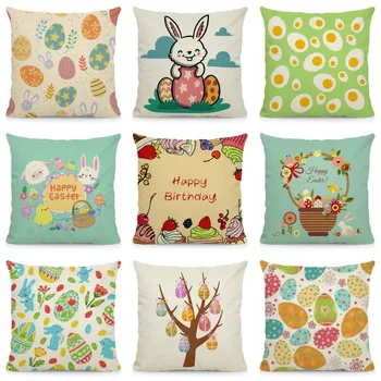 

XUNYU Easter Pillow Cases Sofa Decorative Cushion Cover Home Decoration Pillowcase Throw Pillow Cover 45x45cm KQ66