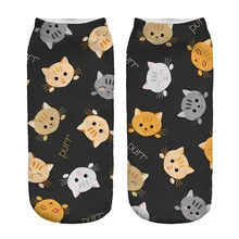 Носки, 1 пара, новинка, милые 3D носки с принтом улыбающегося котенка, новинка, унисекс, носок с низкой лодыжкой, мягкие носки 19 см, повседневные, с рисунком