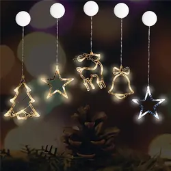 Прекрасный 20 см 8 светодиодов Рождество дерево/лося/колокола/звезда Фея свет с присоской применить дома и витрина Рождество Аксессуары