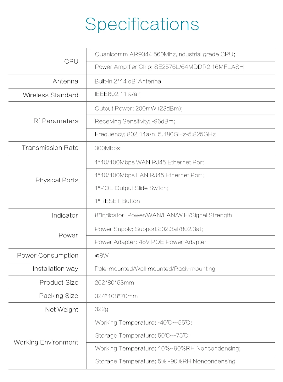 COMFAST 300 Мбит/с Открытый CPE 5,8 Г/2,4 г Wi-Fi мост 2-5 км встроенный сторожевой чип удлинитель приемник CPE 48 в POE Wi-Fi маршрутизатор 1 пара