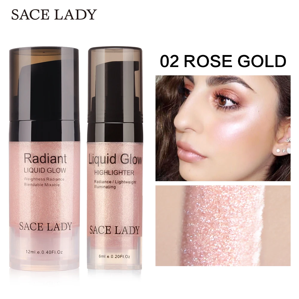 

SACE LADY Illuminator Makeup Highlighter Cream Face Brighten Professional Shimmer Make Up Liquid Glow Kit Brand Cosmetic