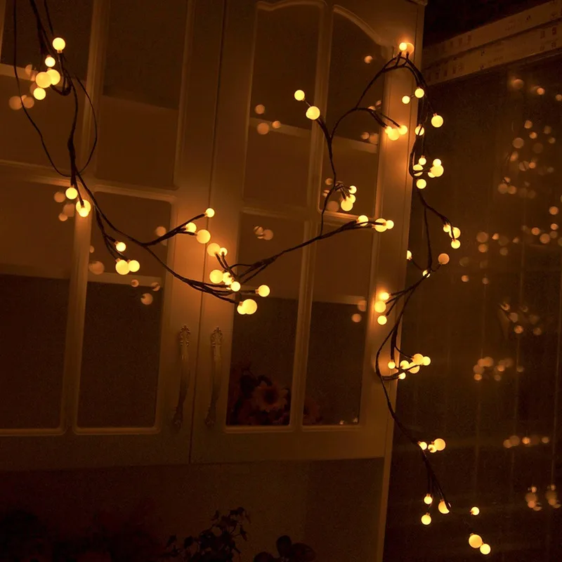 

2.5M 72 LED Rattan Ball LED String Light Warm White Fairy Light Holiday Light For Party Christmas Wedding Decoration US/EUplug