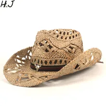 Модная женская мужская Ковбойская соломенная шляпа, тканая летняя ковбойская шляпа в западном стиле, Sombrero Hombre Lifeguard