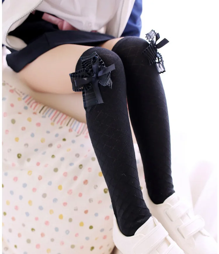 New font b children b font cute girl in the tube socks cotton lace bow knot