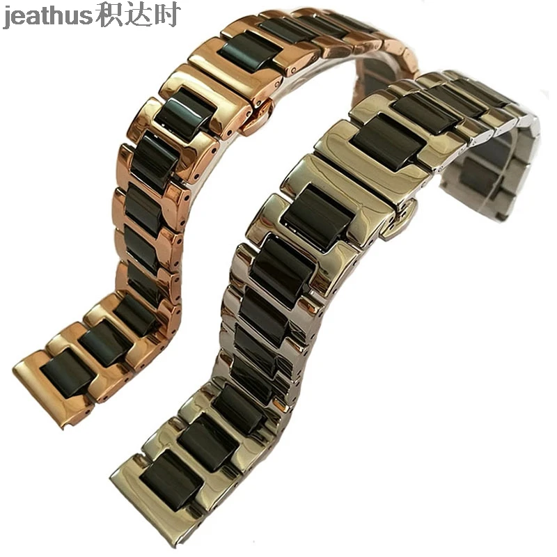 Jeathus керамика и нержавеющая сталь 14 16 18 20 22 мм ремешок заменить для casio tittus Фолли часы браслет и т. Д