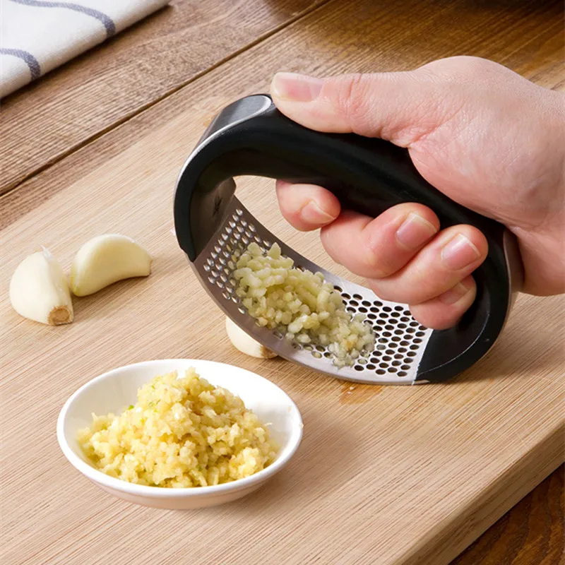 

Useful Garlic Press Rocker Stainless Steel Crusher Squeezer with Comfortable Handle Durable Easy to Clean Fruit Vegetable Tools