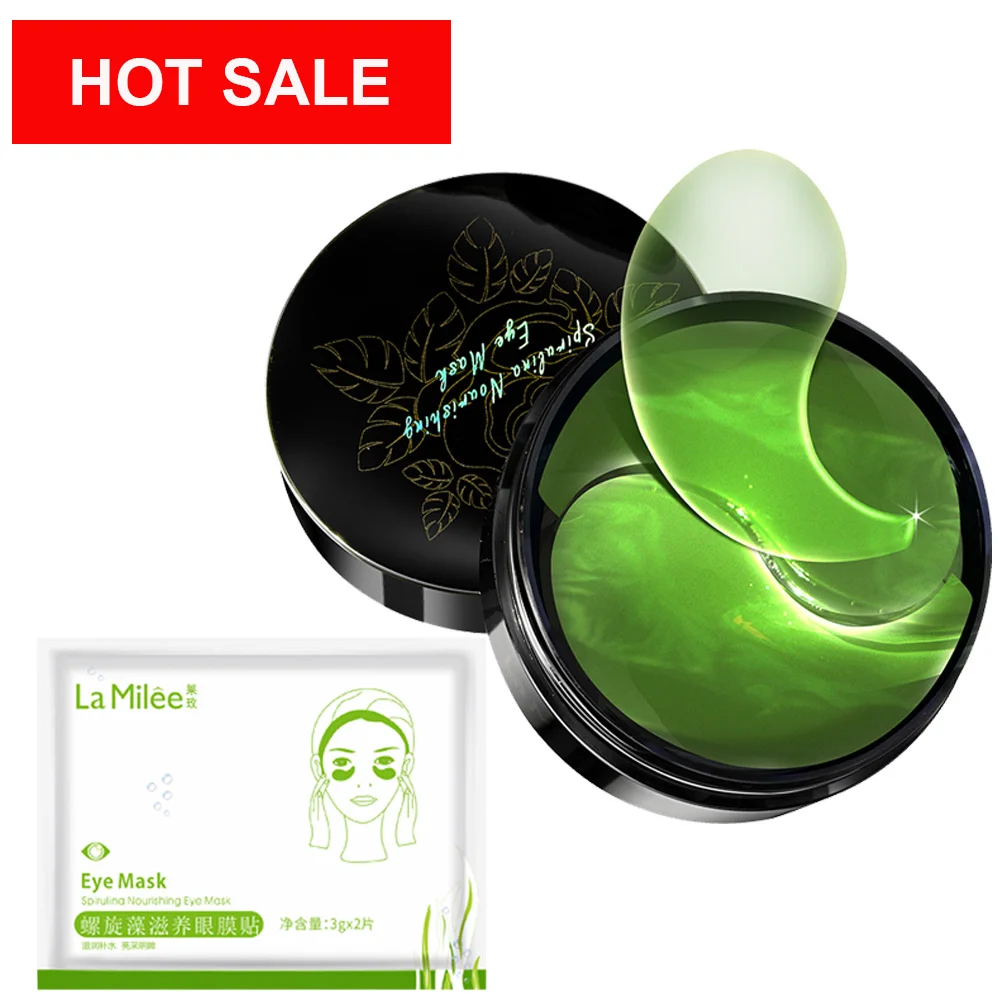 

Hot sale LAMILEE Eyes Skin Care 60Pcs Green Spirulina Gel Dark Circle Anti-Wrinkle Eye Patches Dark Dircles Remove Wrinkle