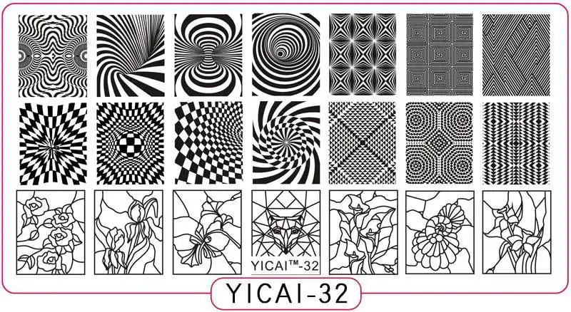 Пластины для стемпинга ногтей yicai, spv, dieshan, штамповочные лаковые пластины для рукоделия, маникюрные шаблоны, трафареты, инструменты для полировки, 1 шт - Цвет: yicai32