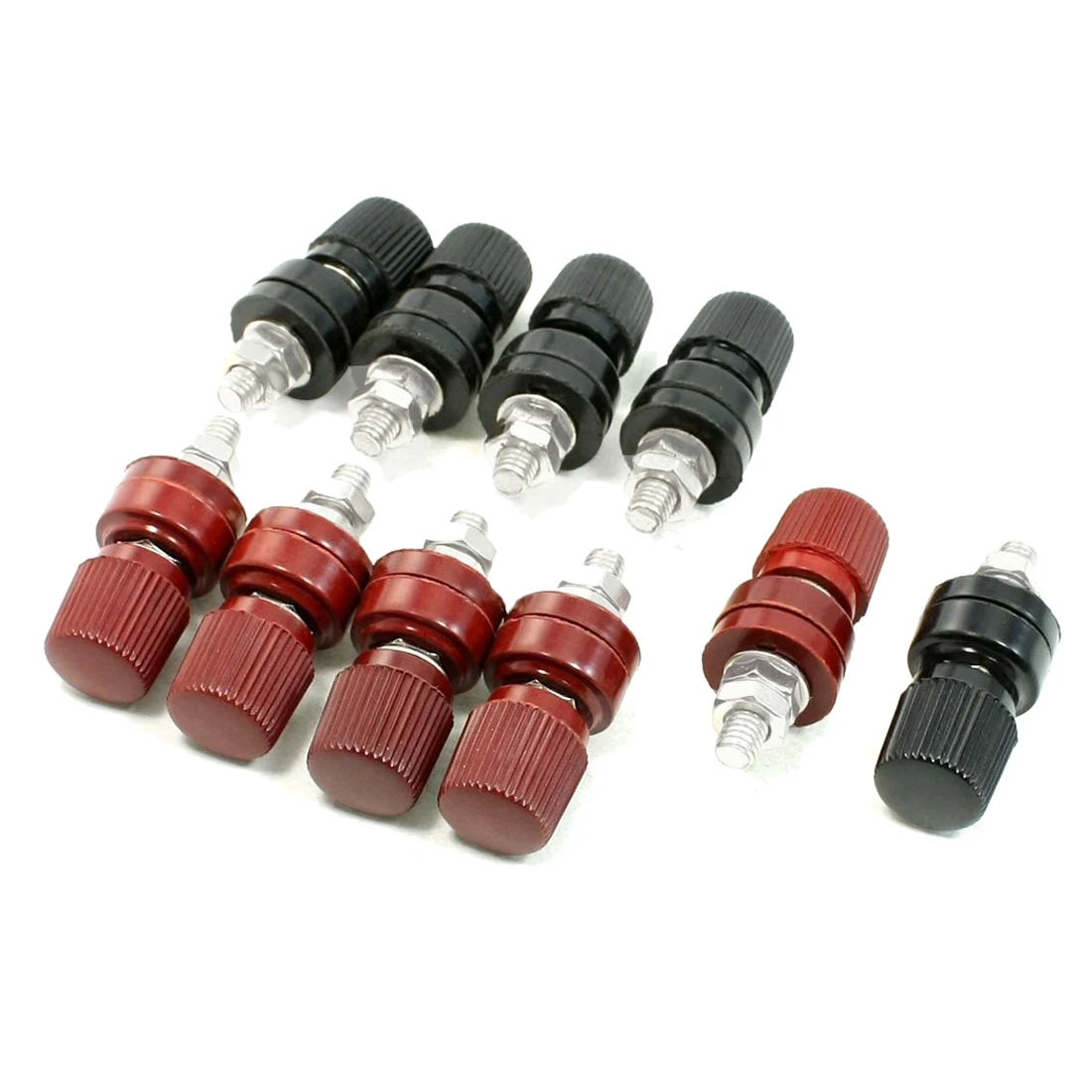 

CNIM Hot 5.7mm Thread Dia Dark Red Black Plastic Metal Binding Post Terminal 10 Pcs