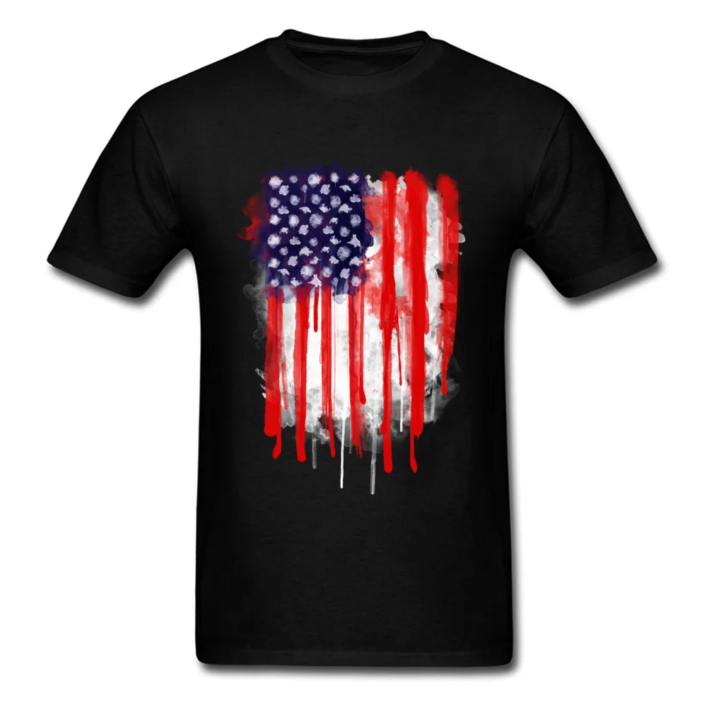 cosie Tops Shirts Summer/Autumn 2018 Newest Round Collar 100% Cotton Clothing Shirt Men Top T-shirts American Spatter Flag American Spatter Flag black