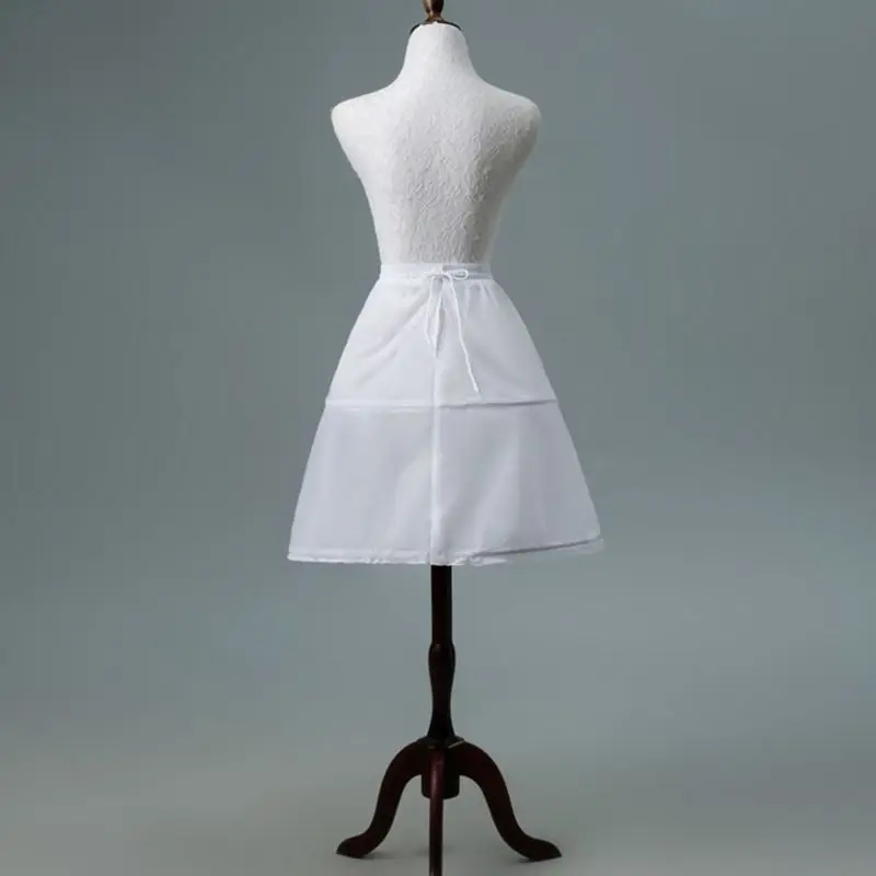 Женская короткая белая юбка-американка с 2 кольцами и завязками на поясе; Однослойная полускользящая кринолиновая Нижняя юбка с волшебным стикером