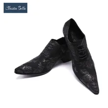 Christia Bella Handmade Shoes Men’s Fashion Genuine Leather Oxford Men’s Formal Wedding Party Dress Shoes Flower Men High Heels