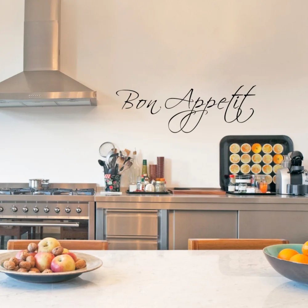 French word Bon Appetit Wall Decal Kitchen Vinyl Wall Sticker Dining Room Removable Wall Decor
