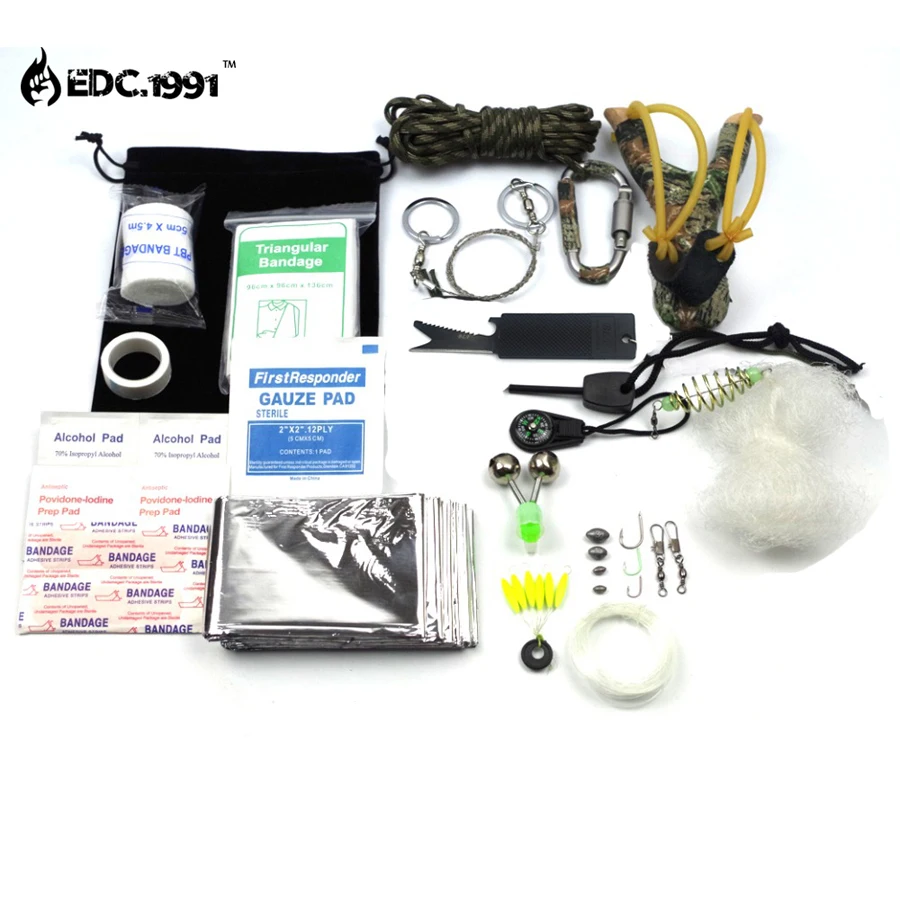 

EDC GEAR parakord  outdoor camping survival gear edc multi tool knife keychain  survival gear Paracord tool bags Steel wire saw
