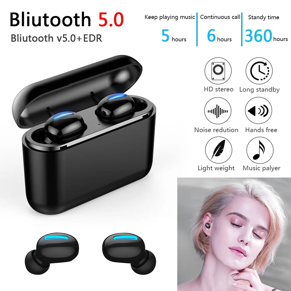 Q32 TWS Bluetooth наушники 5,0 мини истинные беспроводные наушники 3D стерео Bluetooth гарнитура с зарядным устройством 1500 мАч power bank