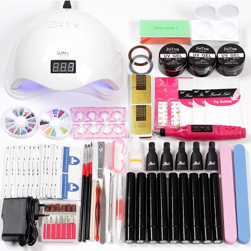 

Nail art set Acrylic UV Gel Nail One Step Gel Varnish &6w/36w/48w/80w Nail Lamp+Electric Manicure Handle Tools Set for Manicure