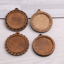 8 pçs/lote Fit 30mm De Madeira Redonda De Vidro Do Vintage/Quadro Cabochão Configurações moldura Moldura Para DIY Pulseira Buraco: aprox 2.5 milímetros 8D