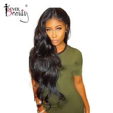 Ever Beauty 250% Density Lace Front Human Hair Wigs Body Wave Brazilian Remy Hair 14-24inch Natural Black Color