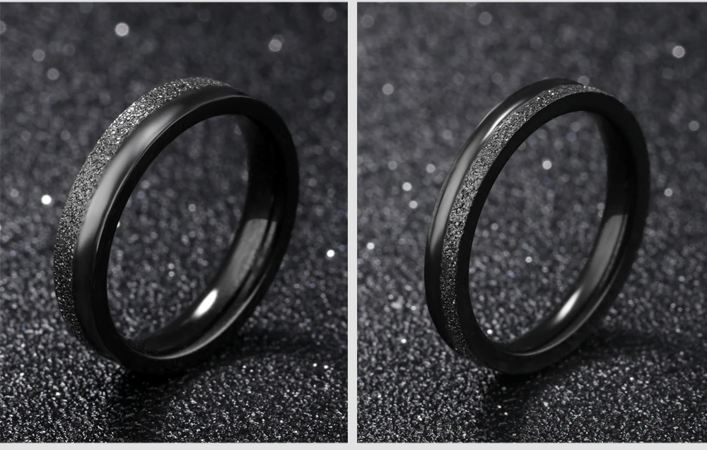 Jeeango романтические тусклые полированные Свадебные Кольца для возлюбленной мужчин и женщин черного цвета из нержавеющей стали обручальные кольца для пар OGJ539