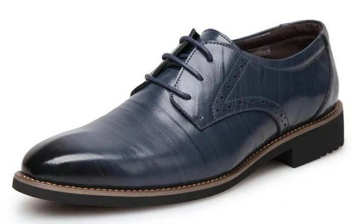 Мужские кожаные туфли Мужские модельные туфли свадебные туфли в деловом стиле оксфорды на шнуровке с острым носком на плоской подошве, большие размеры 38-45, AA-12