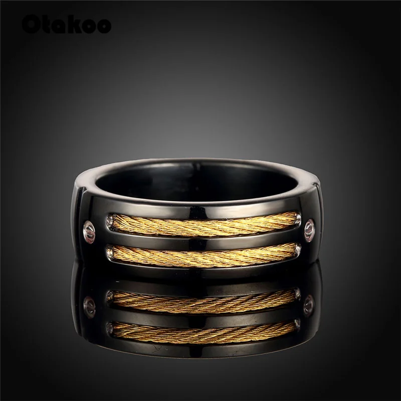 Otakoo 7 мм Нержавеющая сталь Мужской кабель провод инкрустированное кольцо Высокое