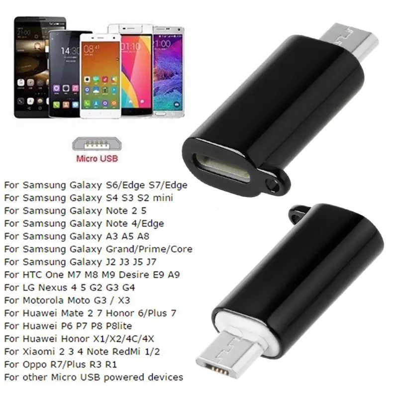 Адаптер-переходник для samsung Xiaomi Lightning 8 Pin Female to Micro USB Male