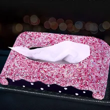 Элегантные Кристаллы вспышки автомобильные коробки для салфеток роскошный блестящий держатель, коробка для салфеток шикарный отличный подарок для дам королева