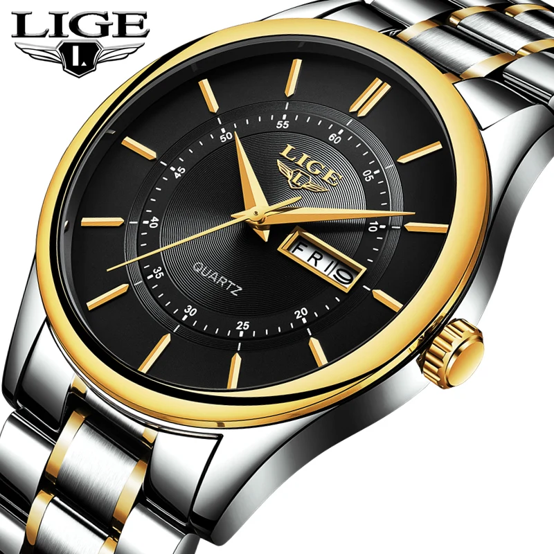 

2019 LIGE quartz wristwatches Top Brand Luxury Watch Full Steel Fashion Casual Business Watches Male Clock Relogio Masculino