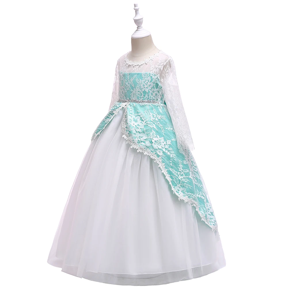 JaneyGao/Платья с цветочным узором для девочек для свадебной вечеринки, элегантное кружевное платье для девочек-подростков, пышное длинное