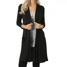 Осенний женский простой тонкий и умеренный длинный кардиган с длинными рукавами, модный свитер,, Повседневная Свободная Женская одежда