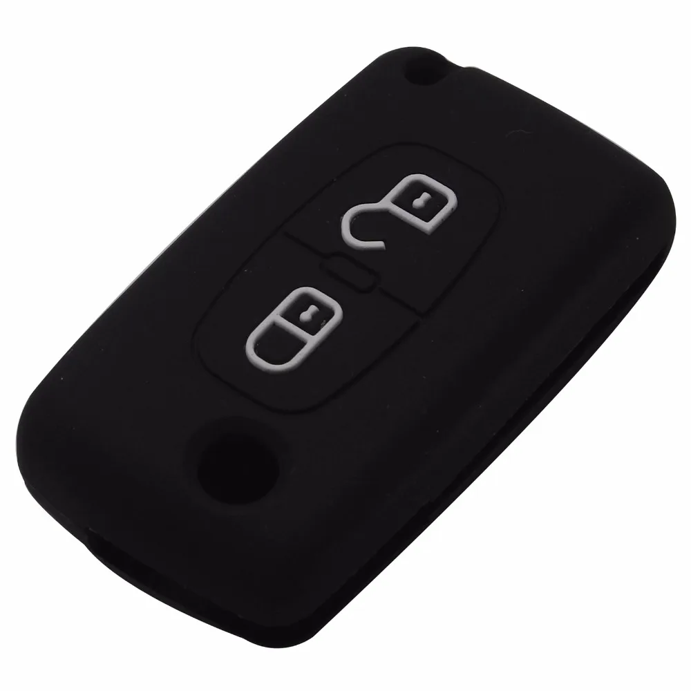 Jingyuqin 2 кнопочный силиконовый чехол для ключей от машины PEUGEOT 206 207 307 308 407 408 Citroen C2 C3
