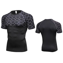 Мужская футболка для бега, футболка для спортзала, топы для бега, фитнеса, компрессионная Мужская футболка с коротким рукавом, дышащая быстросохнущая спортивная одежда