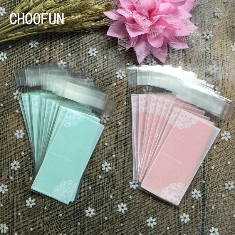 

100pcs 5*10cm Pink Blue OPP Plastic bags for Lipstick and Lip Balm Cosmetics Gift Package Jewelry Candy Packaging Bags BZ227