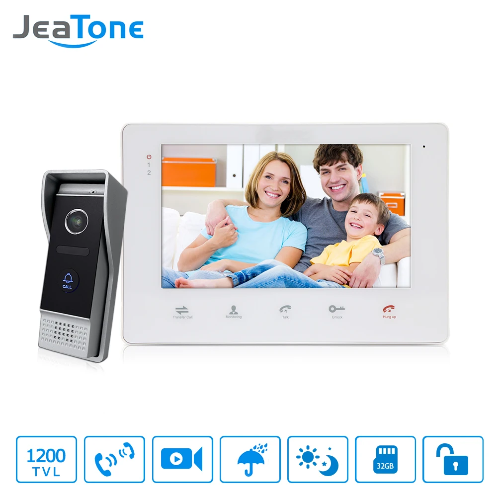 JeaTone 7\ Color Video Intercom Doorbell monitor Intercom System IP65 Waterproof Door Phone 1200TVL Camera Home Security Kit JeaTone 7\ Color Video Intercom Doorbell monitor Intercom System IP65 Waterproof Door Phone 1200TVL Camera Home Security Kit