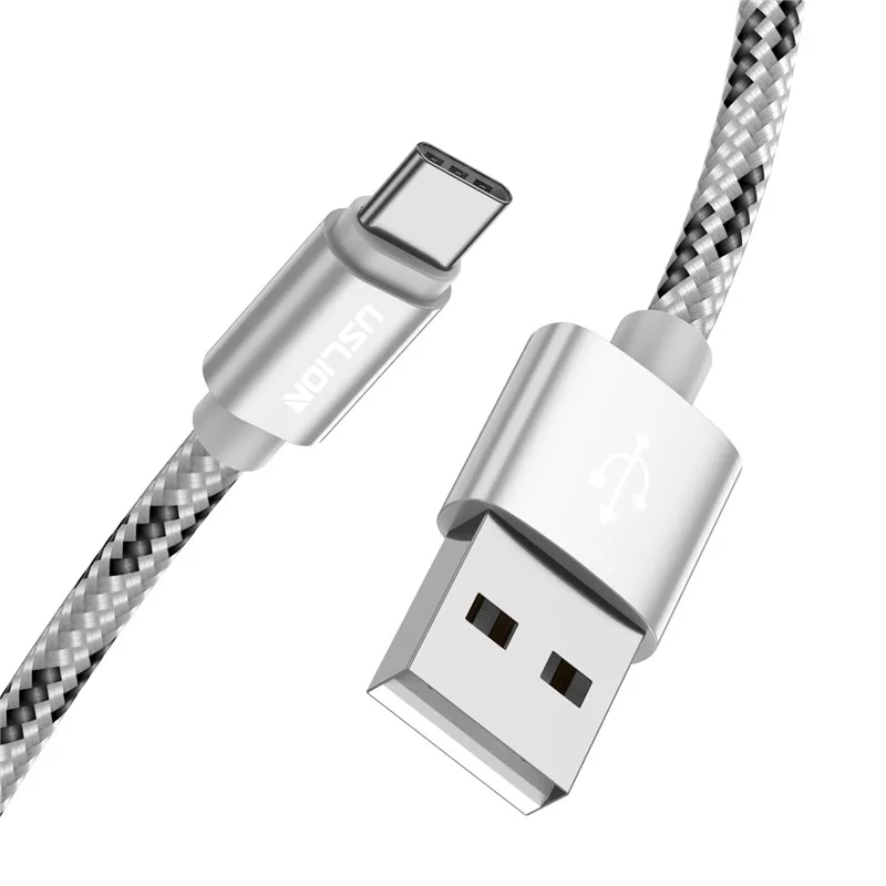 USLION USB Type C Cable Fast Charging USB C Type-C Phone Cable for Samsung Galaxy S9 S8 xiaomi mi 8 5s Nylon Braided Data Sync magnetic charger for android Cables