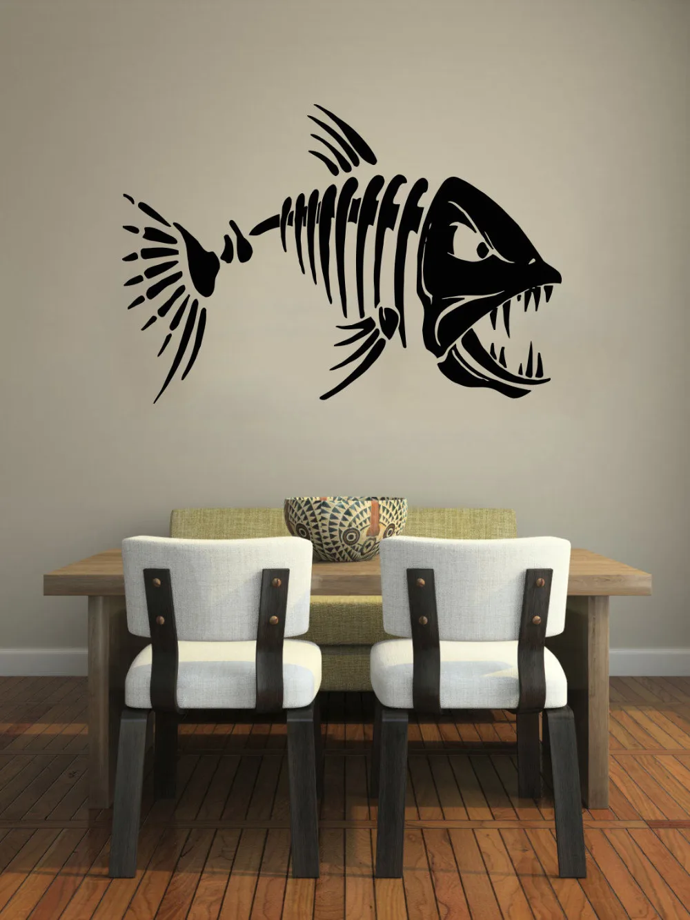 Wall Decal Quote Skeleton Fish Fishing Removable Vinyl Wall Stickers
