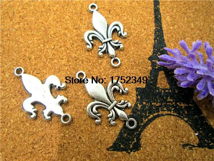 15 шт.-Fleur de Lis Charms, древнее тибетское Серебро Тон tierraCast французская Лилия Charms 32x19 мм