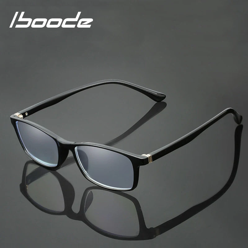 

iboode Anti Blue Ray Reading Glasses Men Women TR90 Ultralight Square Presbyopic Eyewear Anti-Reflective Computer Glasses Reader