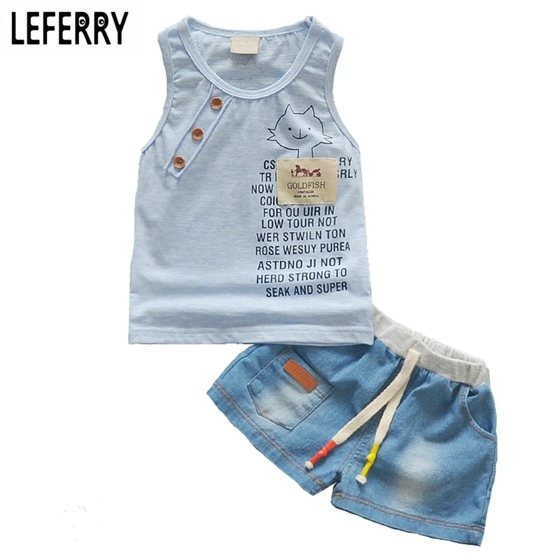 Kids Clothes Baby Boy Summer Clothes Set Tank Top + Jeans Shorts Children Toddler Boy Clothing Set Baby Clothes for Boys