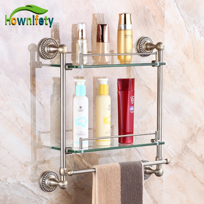 Luxury Bathroom Glass Shelf with Towel Bar Bathroom ...