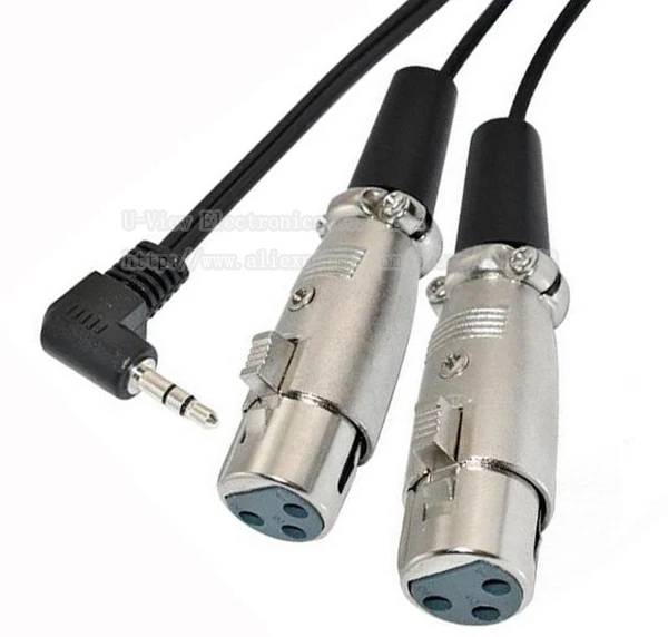 

NCHTEK Microphone Dual XLR 3Pin Female to Right Angled 90 Degree 3.5MM TRS Splitter Extension Cable 1.8M/Free Shipping/1PCS