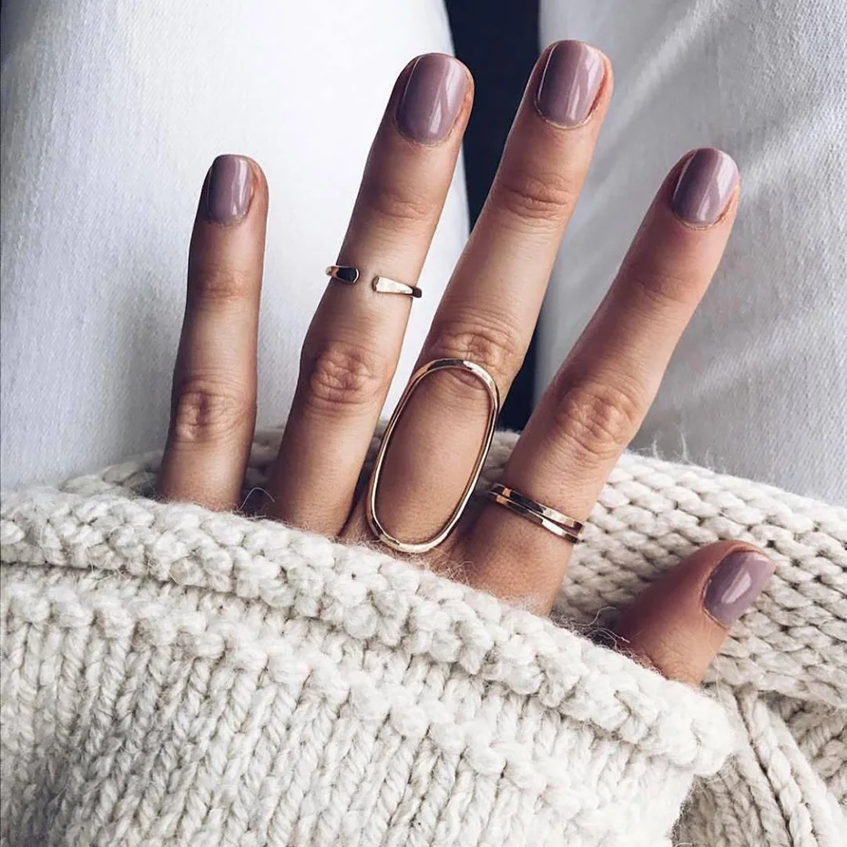 

2018 Minimalsit Geometric Hollow Out Oval Shaped Ring Set For Women Female Gold Knuckle Rings Christmas Gift For Girlfriend