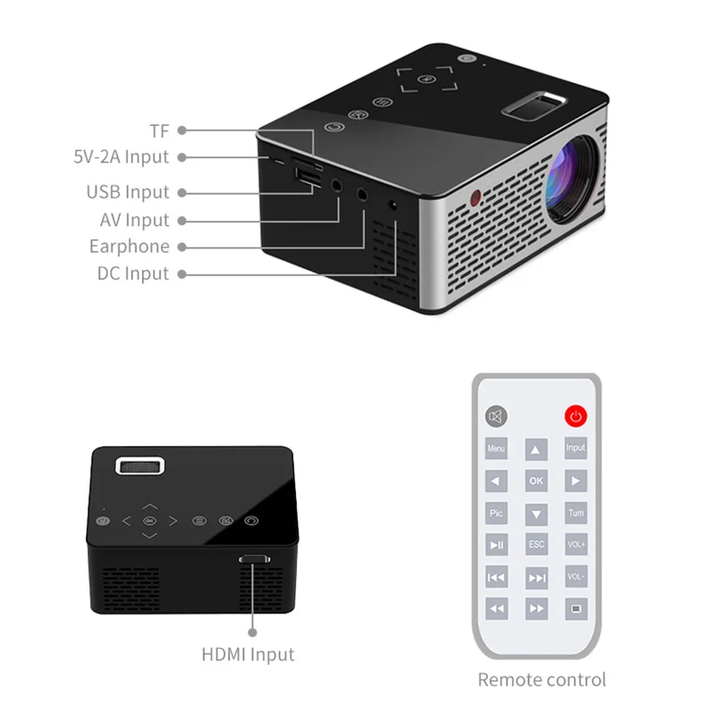 Новый светодиодный мини проектор HD портативный HDMI USB AV поддержка запасные аккумуляторы для телефонов зарядки дома