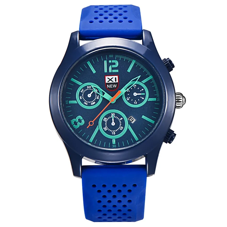 Модные спортивные часы с силиконовым ремешком Мужские XINEW брендовые оригинальные повседневные кварцевые аналоговые часы с календарем даты Montre Homme