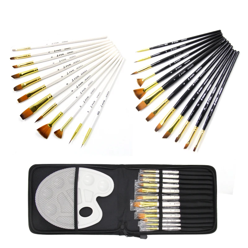 

12 piece Painting Nylon Hair Brush Acrylic Artist Paint Brush For Watercolor School Students Painting Crafts Art Supplies set