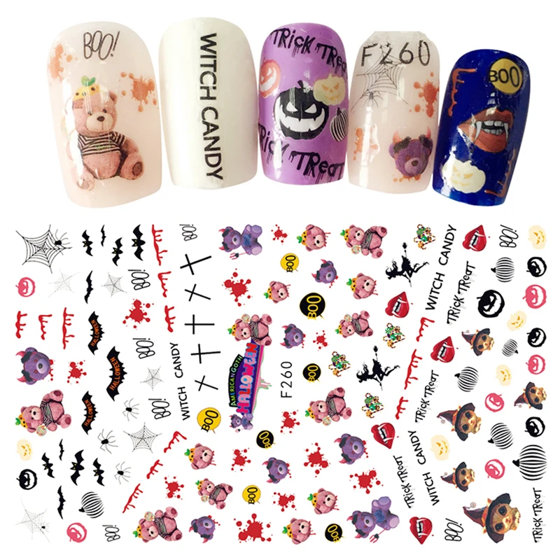 

1 Sheet 3D Nail Sticker Mixed Halloween Design Sticker Nail Art Adhesive Craft Tips DIY Beauty Charm Nail Art Decorations