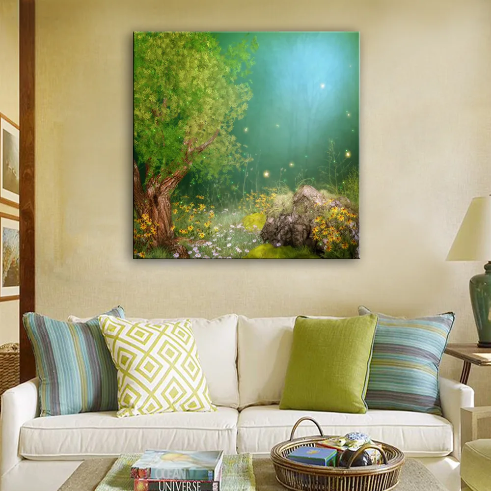 Buy Stretched Canvas Prints Green Trees And