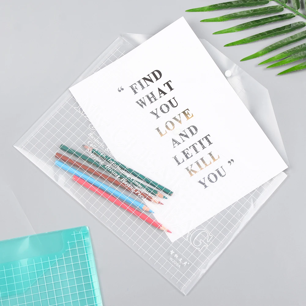 

A4 Color Paper File Folder Simple Pencil Case Zipper Transparent File Bag Document Bag Stationery School Office Supplies