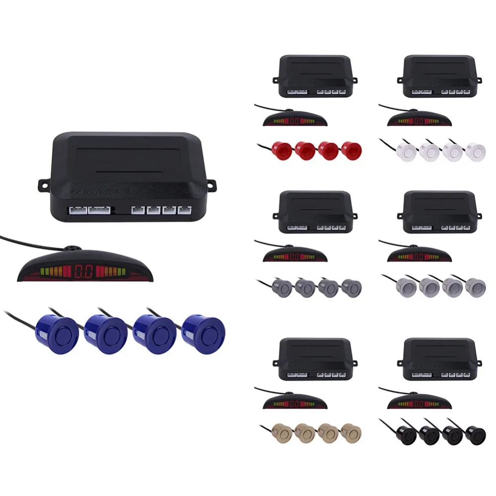 imágenes para 7 colores LED Car Parking Sensor Kit Car Auto LED Display 4 Sistema de Sensores para todos los coches Asistencia Inversa Monitor de Reserva Del Radar imágenes para 7 colores LED Car Parking Sensor Kit Car Auto LED Display 4 Sistema de Sensores para todos los coches Asistencia Inversa Monitor de Reserva Del Radar