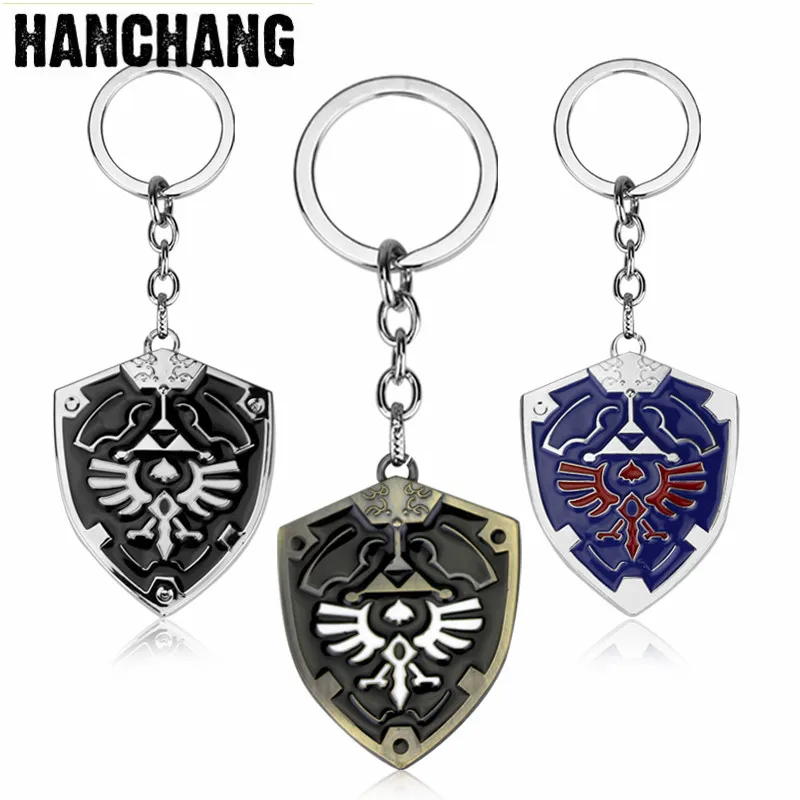 High Quality Metal The Legend Of Zelda Enamel Key Chain Trinket Shield